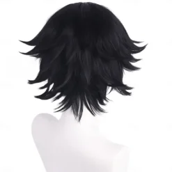 Cosplay Costume Wig Bouncy Curl Natural Wave Short Bob Neat Bang With Bangs Machine Made Wig Short Natural Black #1B Synthetic Hair Men's Classic Comfortable Black