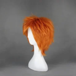Cosplay Costume Wig Cosplay Wig Straight Cosplay Asymmetrical With Bangs Wig Short Orange Synthetic Hair 14 inch Men's Anime Cosplay Orange