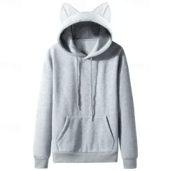 Cosplay Rabbit Hoodie Back To School Cat Ear Harajuku Kawaii For Women's Adults' Back To School Hot Stamping