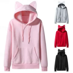 Cosplay Rabbit Hoodie Back To School Cat Ear Harajuku Kawaii For Women's Adults' Back To School Hot Stamping