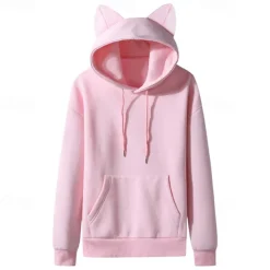 Cosplay Rabbit Hoodie Back To School Cat Ear Harajuku Kawaii For Women's Adults' Back To School Hot Stamping