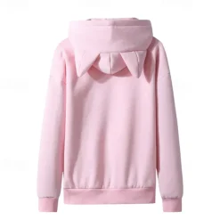 Cosplay Rabbit Hoodie Back To School Cat Ear Harajuku Kawaii For Women's Adults' Back To School Hot Stamping