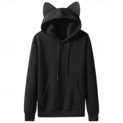 Cosplay Rabbit Hoodie Back To School Cat Ear Harajuku Kawaii For Women's Adults' Back To School Hot Stamping