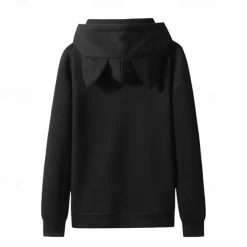 Cosplay Rabbit Hoodie Back To School Cat Ear Harajuku Kawaii For Women's Adults' Back To School Hot Stamping