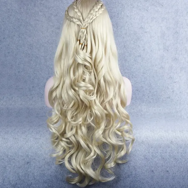 Cosplay Wig Synthetic Wig Cosplay Wig Wavy Wavy Pixie Cut Wig Long Bleach Blonde#613 White Silver Synthetic Hair Women's Braided Wig White StrongBeauty Halloween Wigs
