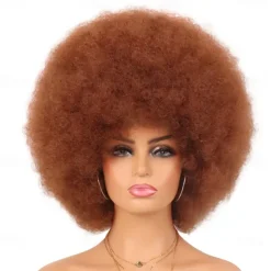 Cosplay Wigs Afro Puff Wigs for Women Short Afro Kinky Curly Wig Heat Resistant Synthetic Hair Fluffy Soft Natural Looking Wig for Black Women Halloween Wigs