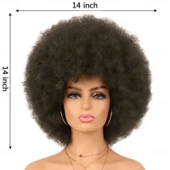 Cosplay Wigs Afro Puff Wigs for Women Short Afro Kinky Curly Wig Heat Resistant Synthetic Hair Fluffy Soft Natural Looking Wig for Black Women Halloween Wigs