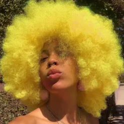 Cosplay Wigs Afro Puff Wigs for Women Short Afro Kinky Curly Wig Heat Resistant Synthetic Hair Fluffy Soft Natural Looking Wig for Black Women Halloween Wigs