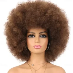 Cosplay Wigs Afro Puff Wigs for Women Short Afro Kinky Curly Wig Heat Resistant Synthetic Hair Fluffy Soft Natural Looking Wig for Black Women Halloween Wigs