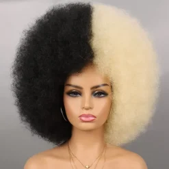 Cosplay Wigs Afro Puff Wigs for Women Short Afro Kinky Curly Wig Heat Resistant Synthetic Hair Fluffy Soft Natural Looking Wig for Black Women Halloween Wigs