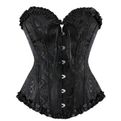 Costume Corsets Bras & Panties Sets Women's Plus Size Sexy Ruffle Overbust Corsets for Tummy Control Push Up Date Valentine's Day Corset Top dress to impress