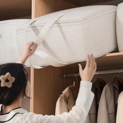 Cotton Linen Storage Bag Clothes Storage Folding Large Capacity Luggage Packing Bag Household Quilt Storage Bag