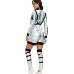 Couples Astronaut Halloween Group Couples Costumes Men's Women's Movie Cosplay Silver Leotard / Onesie Halloween Carnival Masquerade