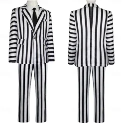Couples Beetlejuice Beetlejuice Cosplay Costume Outfits Men's Women's Movie Cosplay Cosplay Costume Party Halloween Carnival Masquerade Event / Party Masquerade