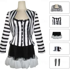 Couples Beetlejuice Beetlejuice Cosplay Costume Outfits Men's Women's Movie Cosplay Cosplay Costume Party Halloween Carnival Masquerade Event / Party Masquerade