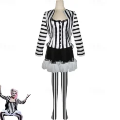 Couples Beetlejuice Beetlejuice Cosplay Costume Outfits Men's Women's Movie Cosplay Cosplay Costume Party Halloween Carnival Masquerade Event / Party Masquerade