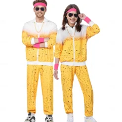Couples Carnival Beer Costume Tracksuit Beer Suit Carnival Costume Bavarian Oktoberfest Couple 1980s Wiesn Men's Women's Traditional Style Cloth Coat Pants