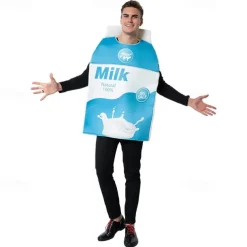 Couples Cookies Milk Box Funny Costumes Couples' Costumes Men's Women's Movie Cosplay Cosplay Costumes Blue Leotard / Onesie Halloween Carnival Masquerade