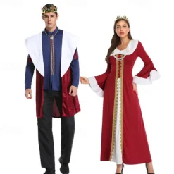 Couples Cosplay King Queen Outfits Couples' Costumes Unisex Movie Cosplay Cosplay Costume Party Red Costume Halloween Carnival Masquerade