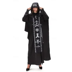Couples Cosplay Nun Priest Couples' Costumes Unisex Movie Cosplay Cosplay Costume Party Scary Costume Black Red Gray Costume Carnival Masquerade Valentine's Day for Walpurgis Night