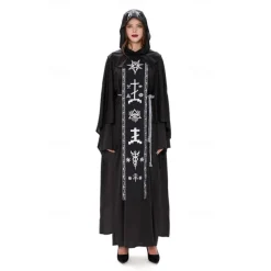 Couples Cosplay Nun Priest Couples' Costumes Unisex Movie Cosplay Cosplay Costume Party Scary Costume Black Red Gray Costume Carnival Masquerade Valentine's Day for Walpurgis Night