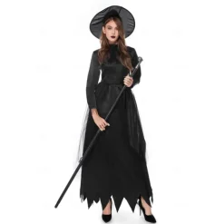 Couples Cosplay Witch Warlock Couples' Costumes Men's Women's Movie Cosplay Cosplay Costume Party Black Dress Hat Carnival Masquerade Valentine's Day for Walpurgis Night