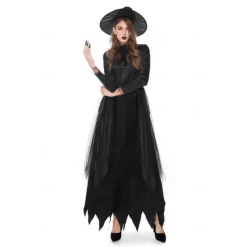 Couples Cosplay Witch Warlock Couples' Costumes Men's Women's Movie Cosplay Cosplay Costume Party Black Dress Hat Carnival Masquerade Valentine's Day for Walpurgis Night