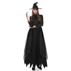Couples Cosplay Witch Warlock Couples' Costumes Men's Women's Movie Cosplay Cosplay Costume Party Black Dress Hat Carnival Masquerade Valentine's Day for Walpurgis Night