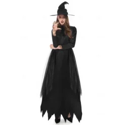 Couples Cosplay Witch Warlock Couples' Costumes Men's Women's Movie Cosplay Cosplay Costume Party Black Dress Hat Carnival Masquerade Valentine's Day for Walpurgis Night