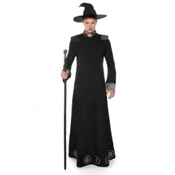 Couples Cosplay Witch Warlock Couples' Costumes Men's Women's Movie Cosplay Cosplay Costume Party Black Dress Hat Carnival Masquerade Valentine's Day for Walpurgis Night