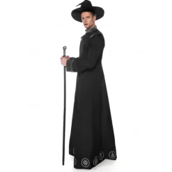 Couples Cosplay Witch Warlock Couples' Costumes Men's Women's Movie Cosplay Cosplay Costume Party Black Dress Hat Carnival Masquerade Valentine's Day for Walpurgis Night
