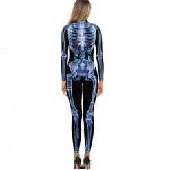 Couples Halloween Carnival muscle skeleton frame horror digital print parade party performance costume