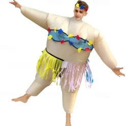 Couples Hawaiian Inflatable Costumes Halloween Group Couples Costumes All Movie Cosplay Funny Costume Green Leotard / Onesie Halloween Carnival Masquerade Cloth