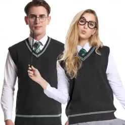 Couples Magic Harry Gryffin d'or Slytherin Sweater Knit Vest Men's Women's Boys Movie Cosplay Costume Party Masquerade Dailywear