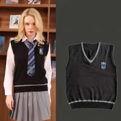 Couples Magic Harry Gryffin d'or Slytherin Sweater Knit Vest Men's Women's Boys Movie Cosplay Costume Party Masquerade Dailywear