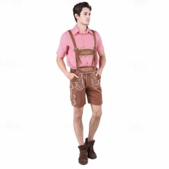 Couples Oktoberfest Beer Costume Blouse Shirt Dirndl Dress Lederhosen Bavarian Couple Oktoberfest Couple German Munich Wiesn Men's Women's Traditional Style Cloth Skirts Top Apron Halloween Carnival