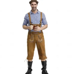 Couples Oktoberfest Beer Costume Blouse Shirt Lederhosen Oktoberfest Couple German Munich Wiesn Men's Women's Traditional Style Cloth Top Shorts Halloween Carnival Party