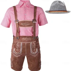Couples Oktoberfest Beer Costume Dirndl Dress Trachtenkleider Lederhosen Maid Oktoberfest Couple German Munich Wiesn Carnival Men's Women's Traditional Style Cloth