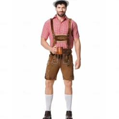 Couples Oktoberfest Beer Costume Dirndl Dress Trachtenkleider Lederhosen Maid Oktoberfest Couple German Munich Wiesn Carnival Men's Women's Traditional Style Cloth