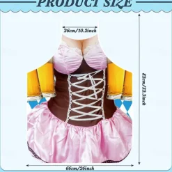 Couples 2PCS Oktoberfest Beer Apron Dirndl Trachtenkleider Prints Funny Costume Oktoberfest Couple Bavarian Costume Traditional Style Wiesn Carnival Cloth Apron Halloween Carnival