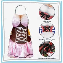 Couples 2PCS Oktoberfest Beer Apron Dirndl Trachtenkleider Prints Funny Costume Oktoberfest Couple Bavarian Costume Traditional Style Wiesn Carnival Cloth Apron Halloween Carnival