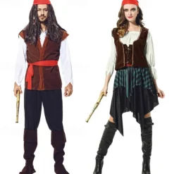 Couples Pirate Cosplay Costume Outfits Masquerade Men's Women's Movie Cosplay Outfits Cosplay Costume Halloween Carnival Masquerade