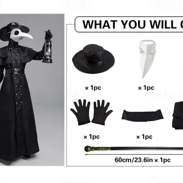 Couples Plague Doctor Costume Cloak Halloween Couples Costumes Cosplay Medieval Steampunk Priest Renaissance Costume Outfits Cloak Cape