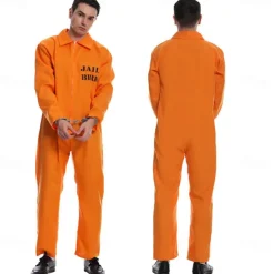 Couples Prisoner Harley Quinn Halloween Group Couples Costumes Men's Women's Movie Cosplay Cosplay Costumes Orange Top Pants Halloween Carnival Masquerade