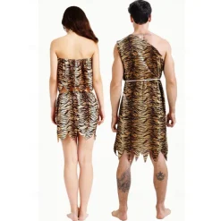 Couples Western Europe and the United States Flintman indigenous costume lovers tiger skin savage original costume funny show costume