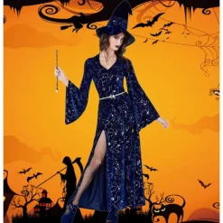 Couples Witch Couples' Costumes Women's Movie Cosplay Cosplay Halloween Wine Red Black Red Dress Halloween Carnival Masquerade for Walpurgis Night