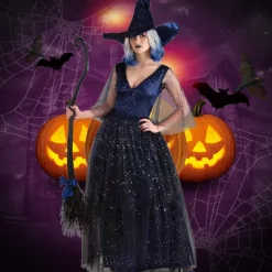 Couples Witch Couples' Costumes Women's Movie Cosplay Cosplay Halloween Wine Red Black Red Dress Halloween Carnival Masquerade for Walpurgis Night