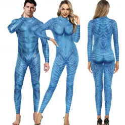 Couples Zentai Suits Catsuit Skin Suit Avatar 2 The Way of Water Neytiri Jake Sully Adults' Cosplay Costumes Halloween Men's Women's Monster Halloween Carnival