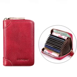 Cow Leather Multi Function ID Credit Card Holder Money Bag Coin Purse 12/20 Cards Rfid Protection Wallets Vintage Thin Short