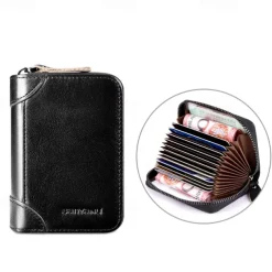 Cow Leather Multi Function ID Credit Card Holder Money Bag Coin Purse 12/20 Cards Rfid Protection Wallets Vintage Thin Short